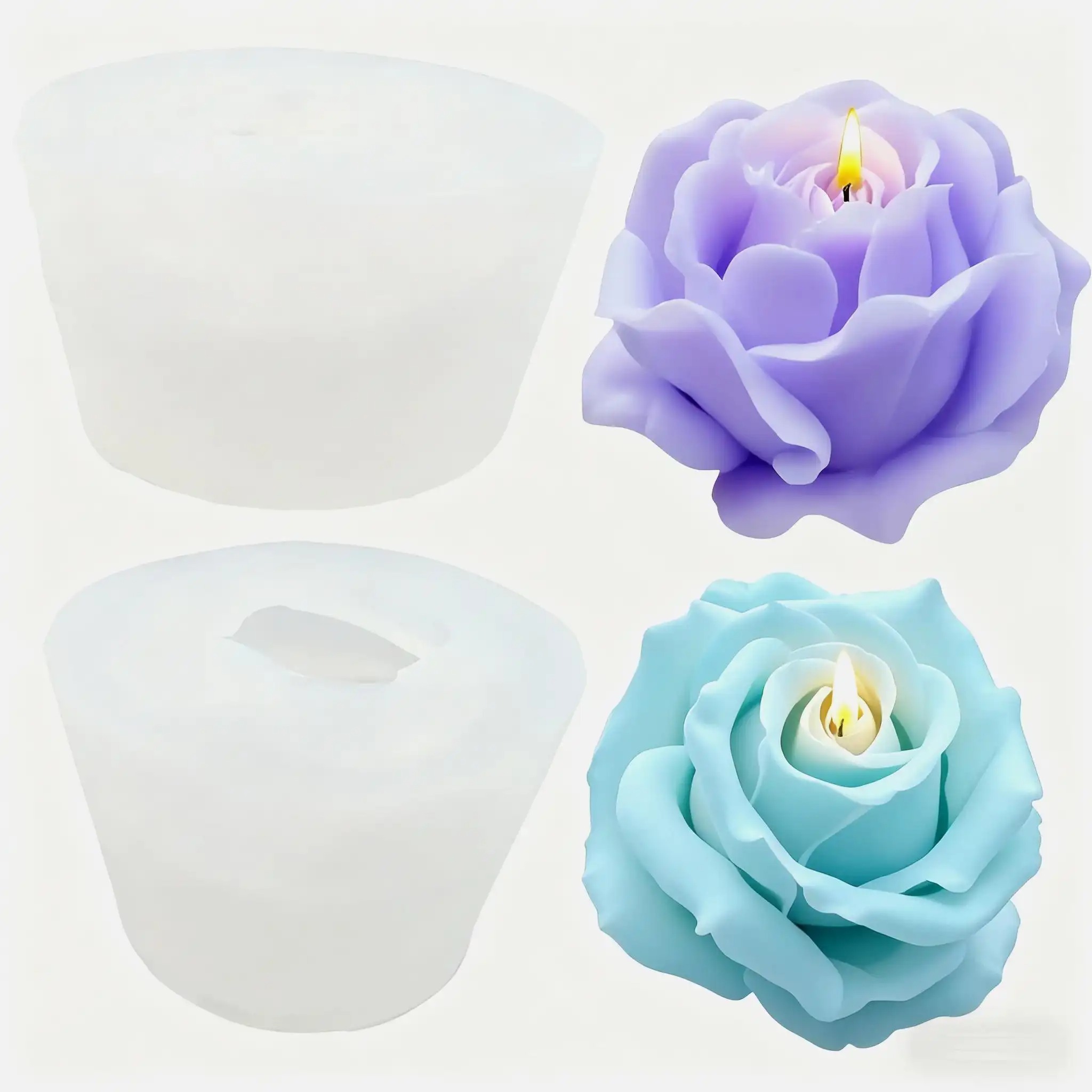 Candle Making Reno - 2-Piece Romantic 3D Rose Silicone Candle