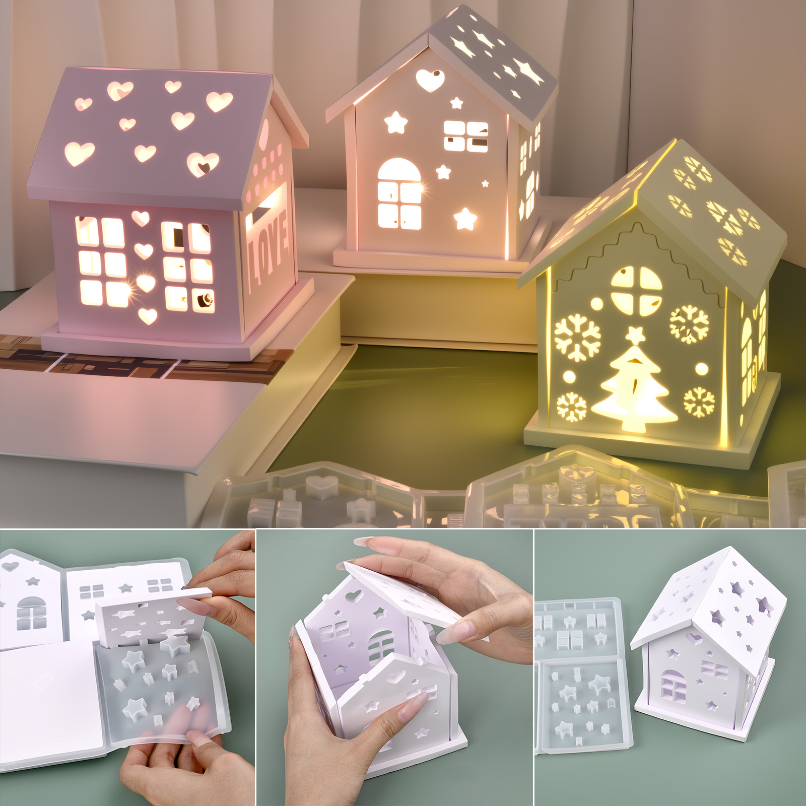 Candle Making Classes - 3D House Silicone Mold DIY Christmas
