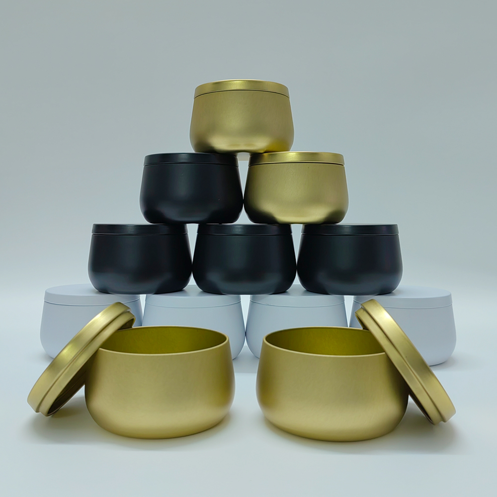 Tin Container Lid - 12pcs 8oz White Black Gold Metal