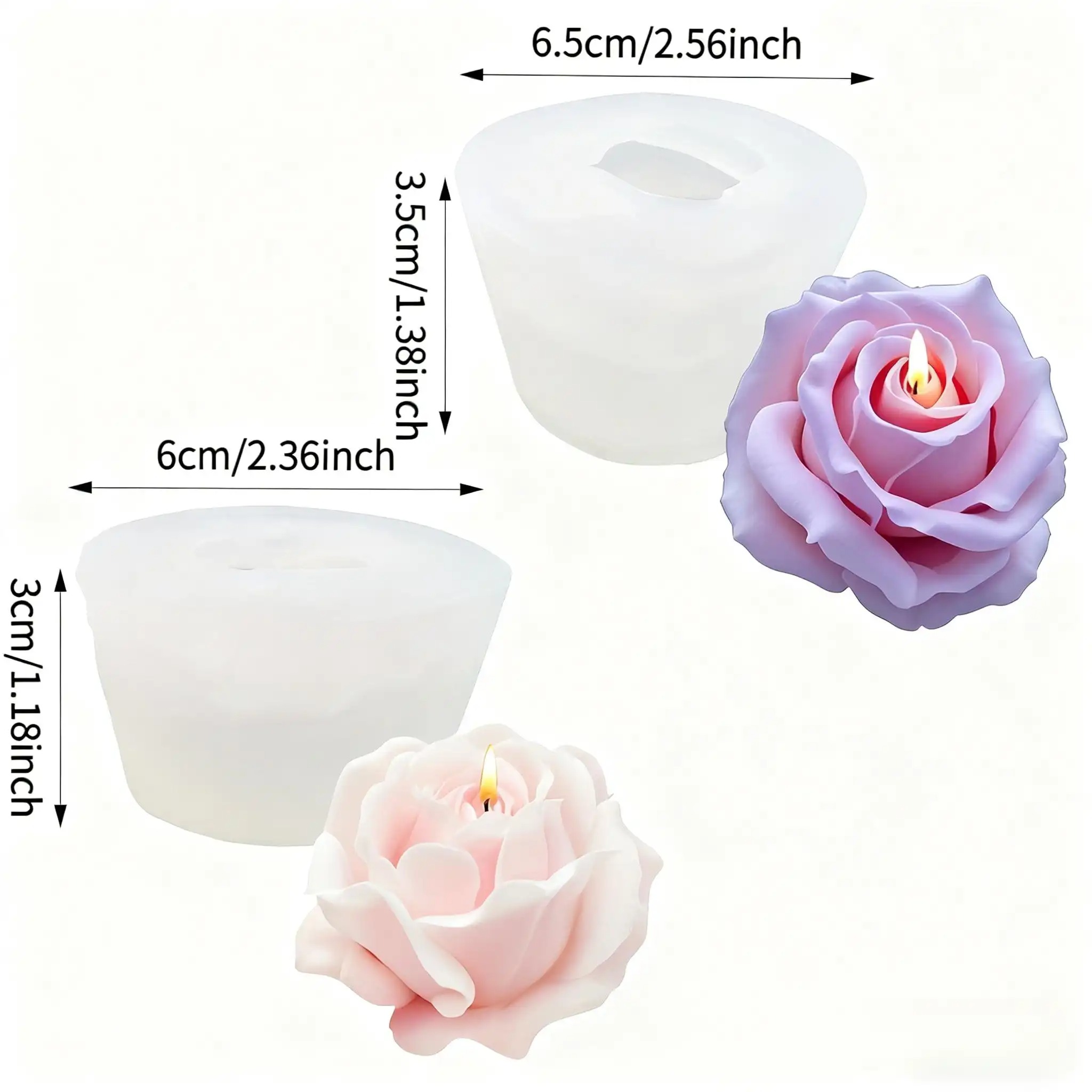 2-Piece Romantic 3D Rose Silic - đánh giá và giá Candle Making Reno