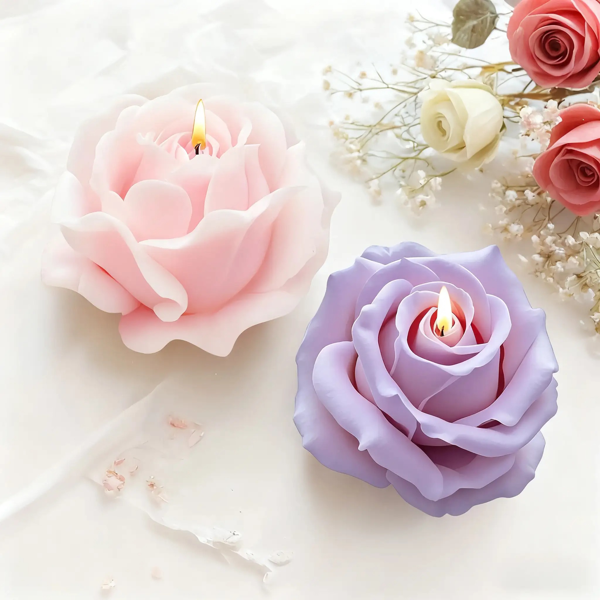 2-Piece Romantic 3D Rose Silic - đánh giá và giá Candle Making Reno