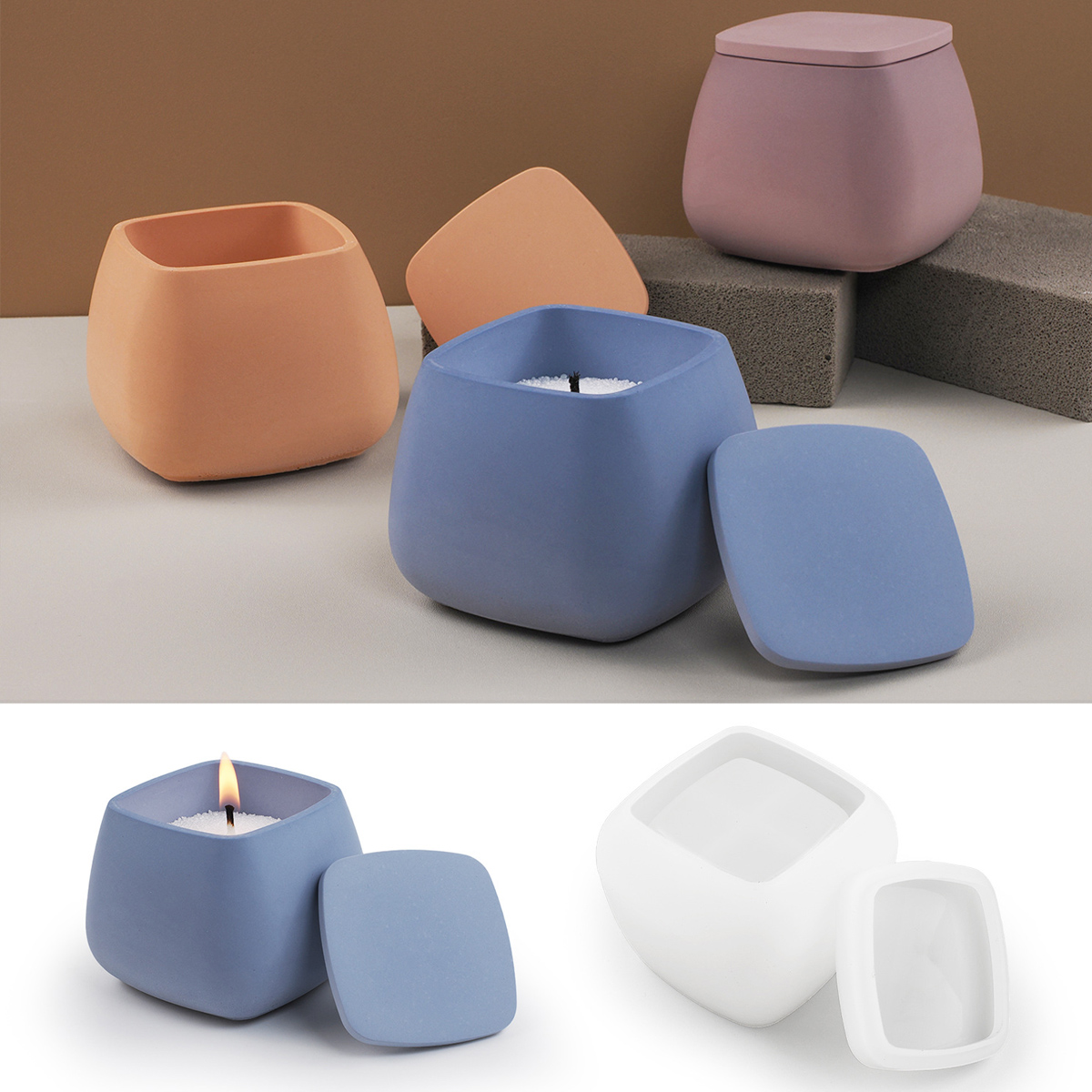 Square Candle Jar Silicone Mol - đánh giá và giá Kraft Box Candle