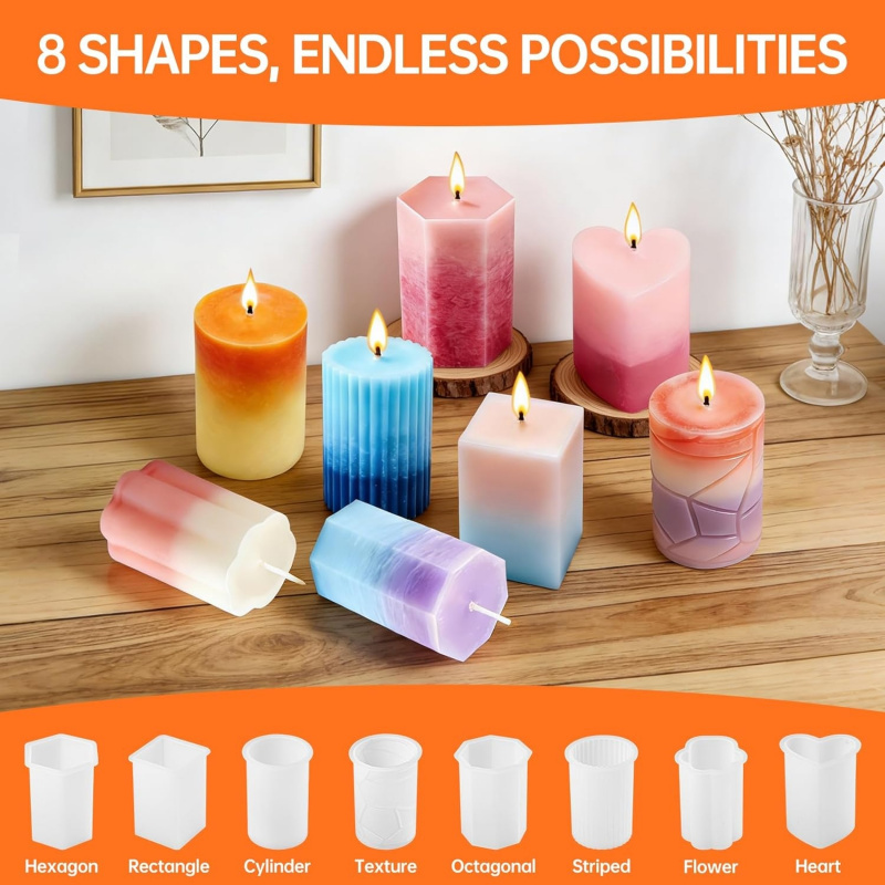 8 Silicone Candle Mold Set，Inc - đánh giá và giá Candle Making Wicks