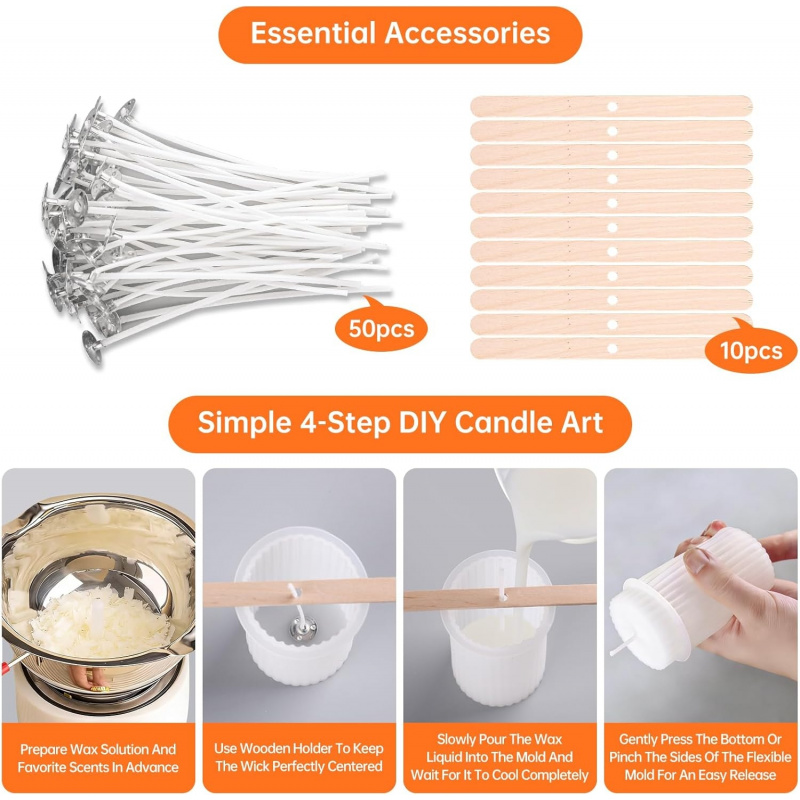 8 Silicone Candle Mold Set，Inc - đánh giá và giá Candle Making Wicks