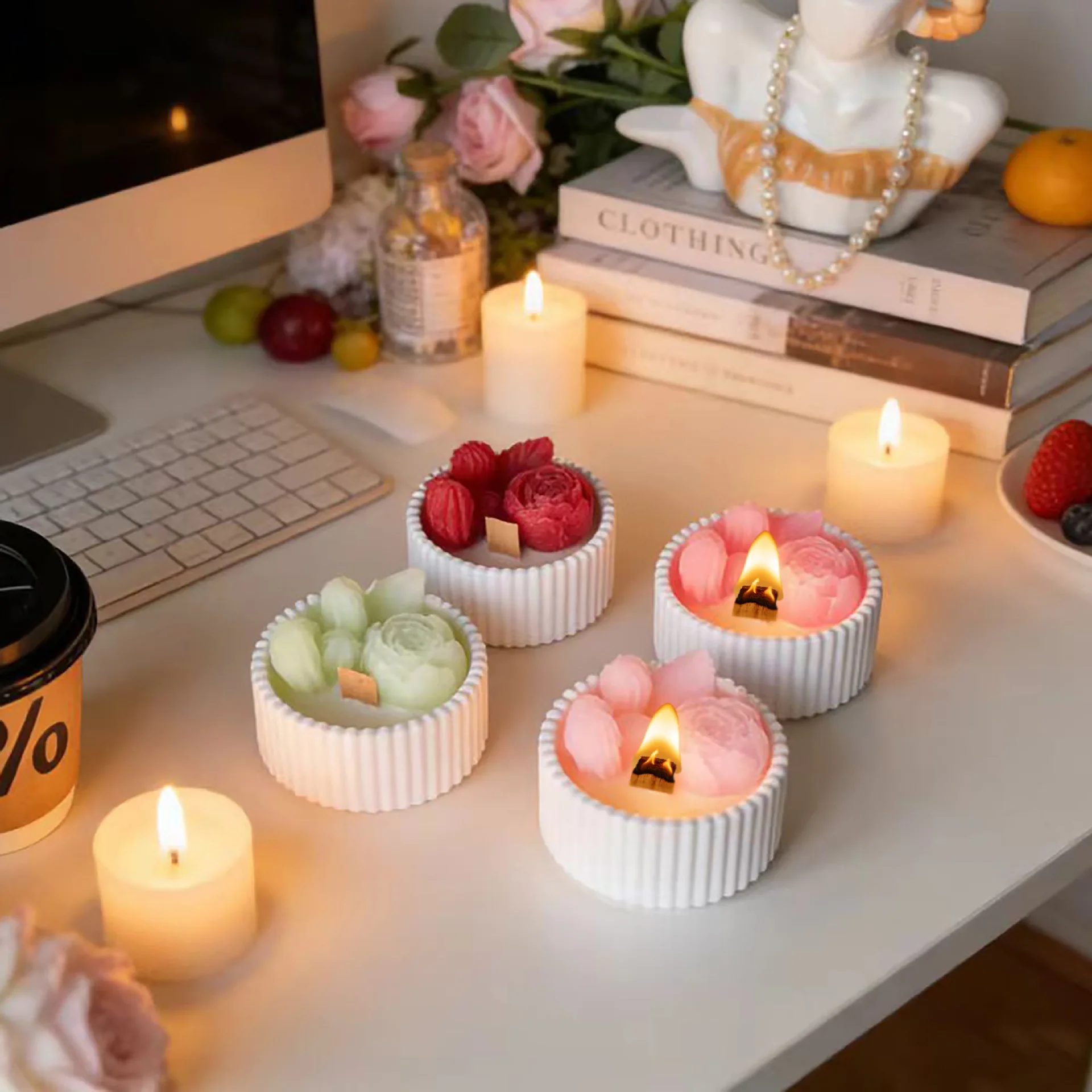 2pcs Floral Rose Cup Scented C - đánh giá và giá Paraffin Candle Wax