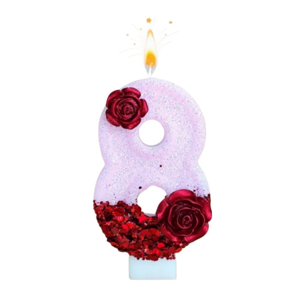 Number Pink Glitter Red Rose F - đánh giá và giá Paraffin Candle Wax